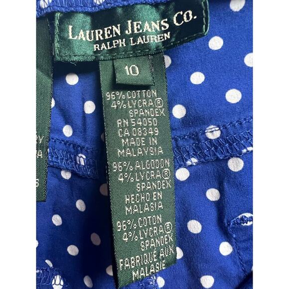 Lauren Jeans Co. Ralph Lauren Size 10 Blue White Polka Dot Capri Pants - Picture 4 of 13